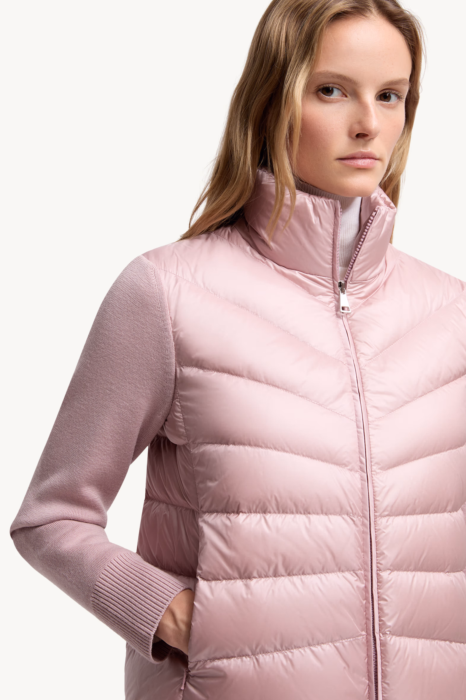Padded Wool Cardigan Women Pink Moncler 6